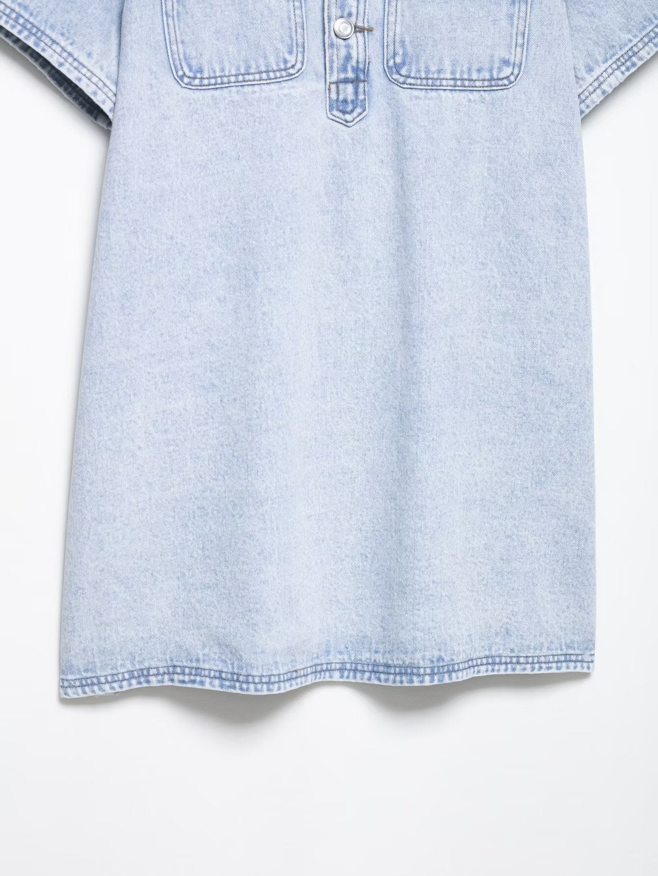 Women's new fashion pocket decoration short sleeved shirt style denim mini dress