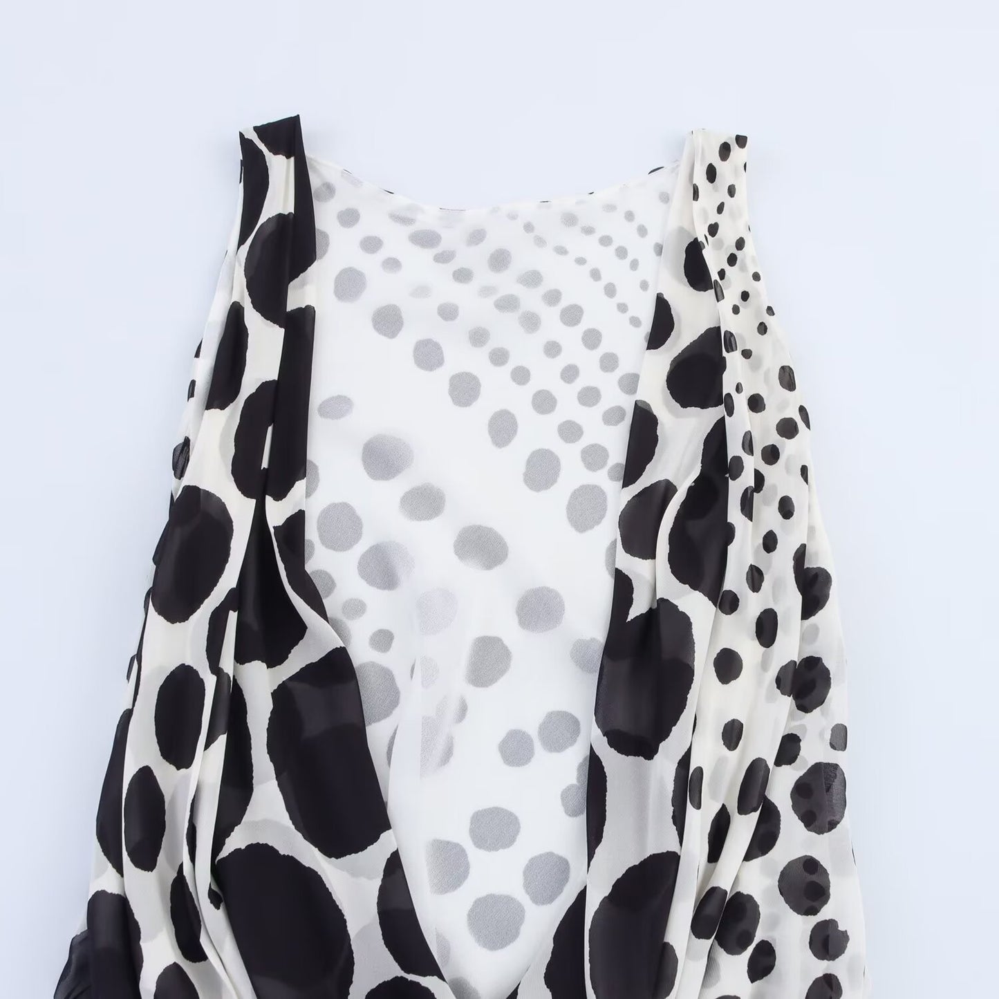 Women's' New Fashion backless design sleeveless polka dot print MIDI dress