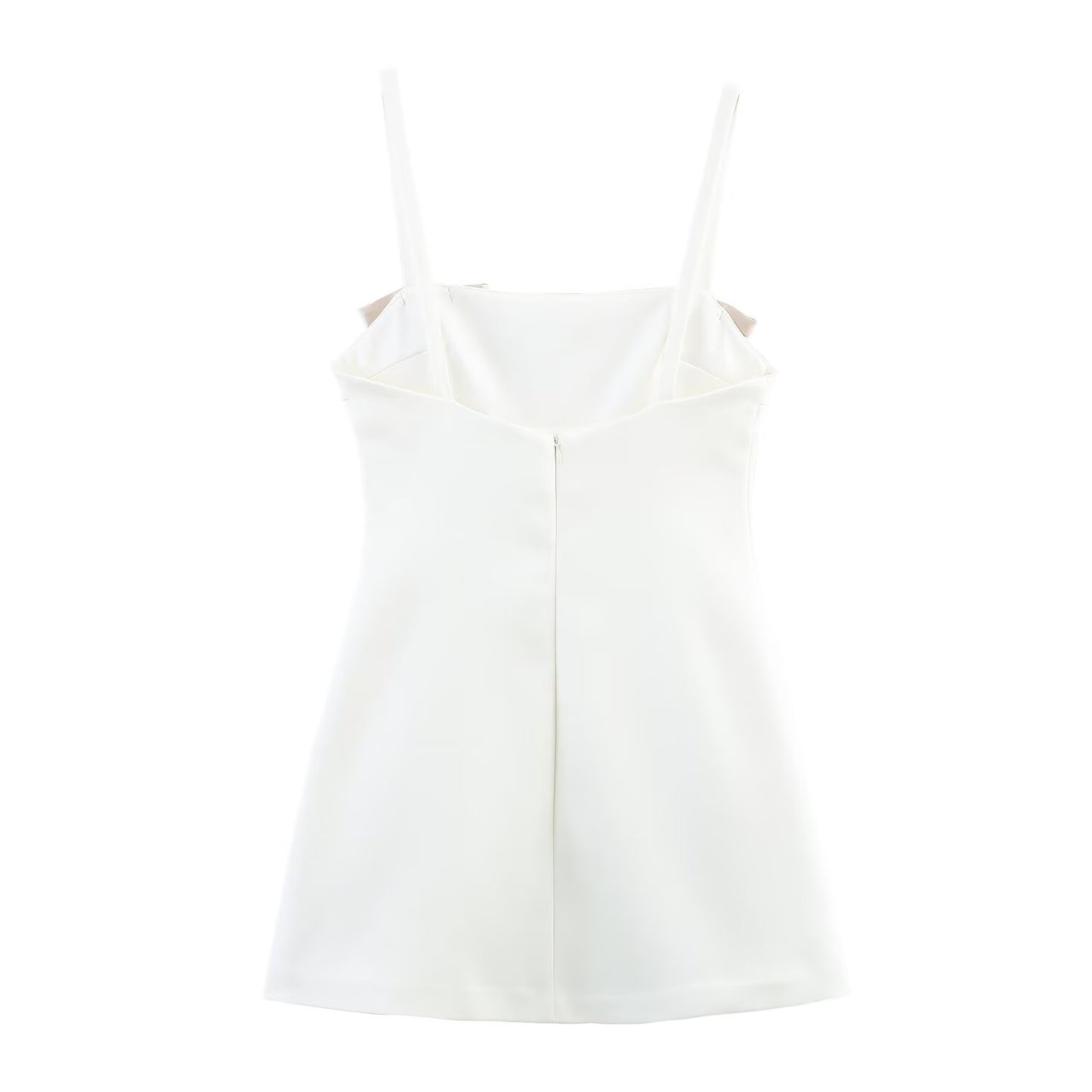 Women's' New Fashion Bow shoulder strap decoration slim satin texture mini dress
