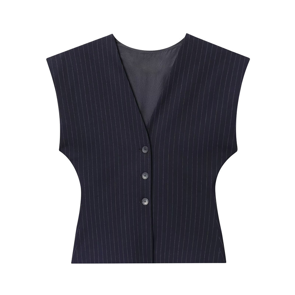 Women's new fashion slim V-neck Button-up vest+Pants suit