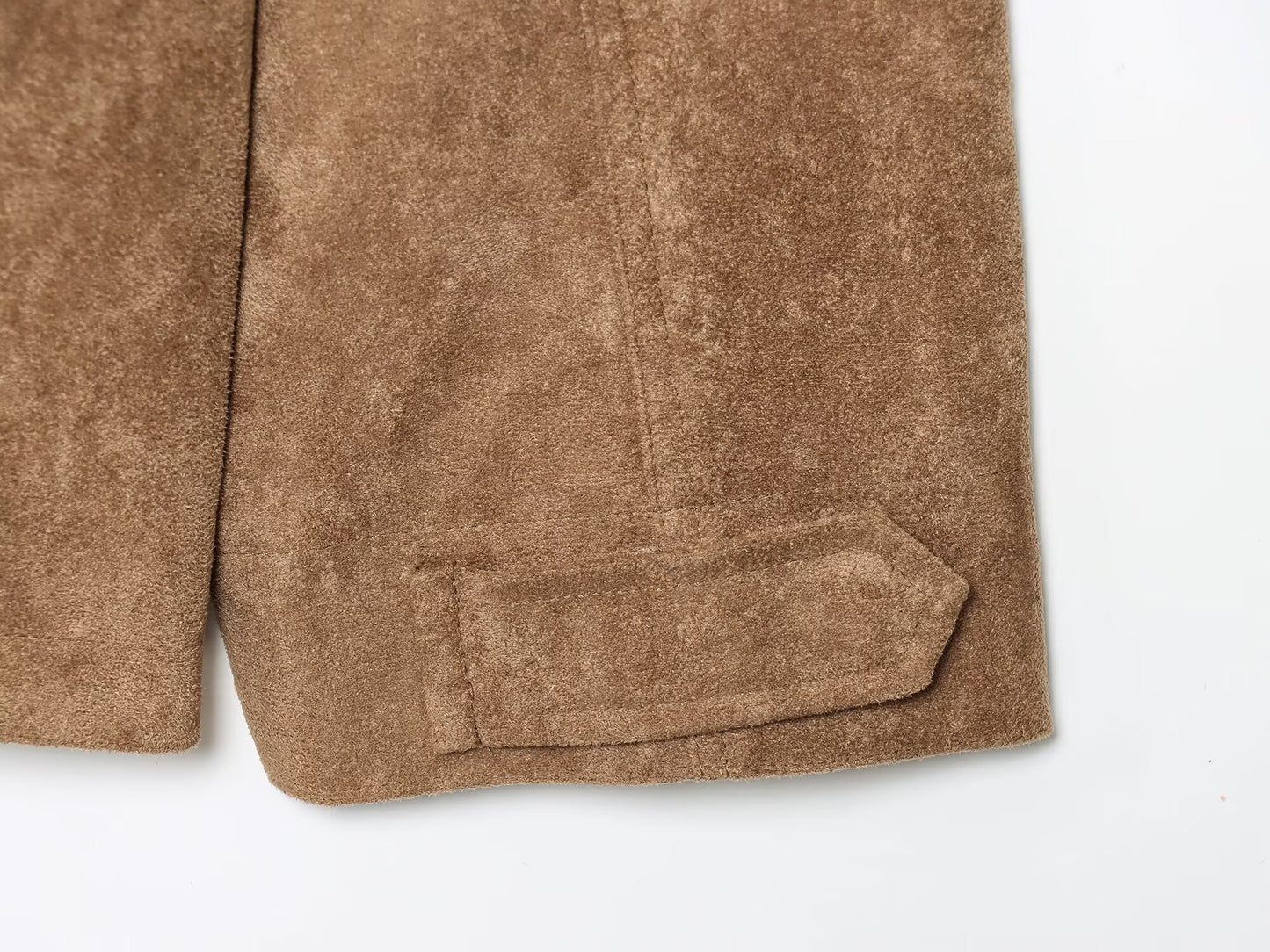 Women's 2025 new fashion suede texture lapel faux leather Coat