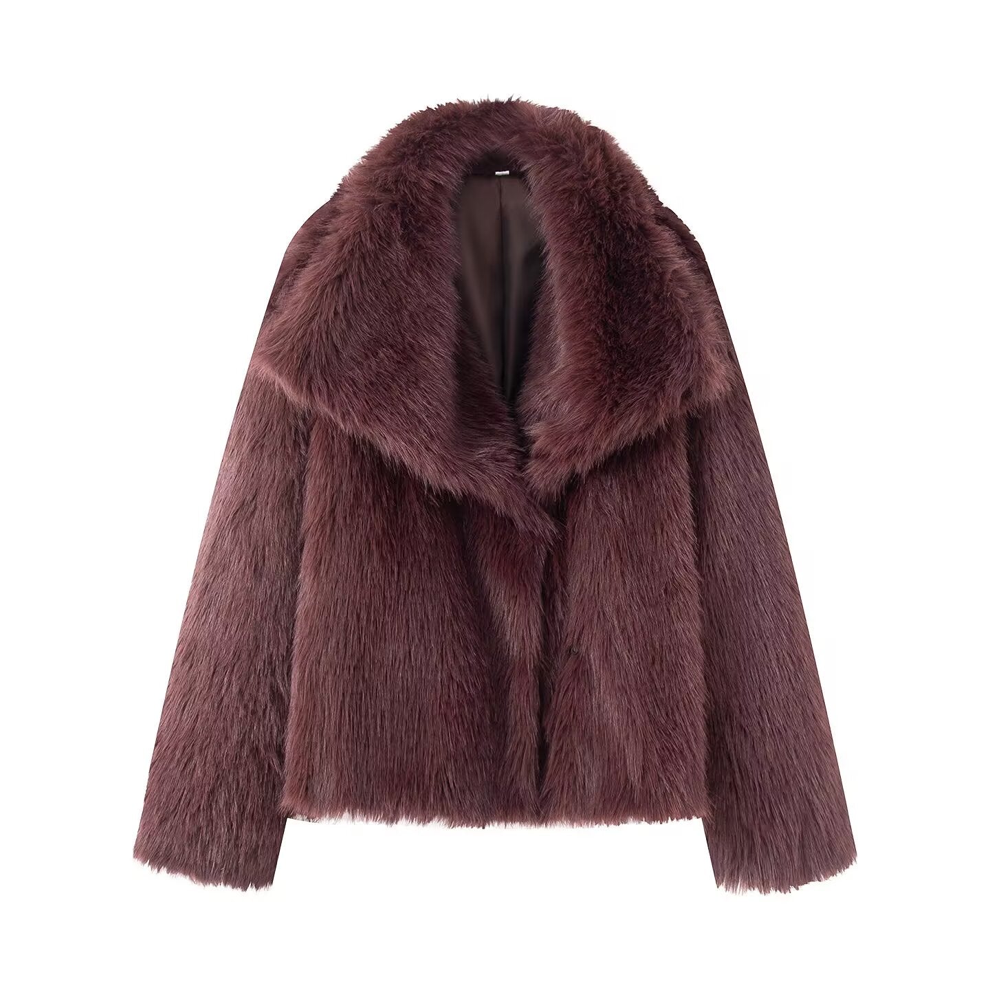 Women's artificial fur effect big Lapel Coat