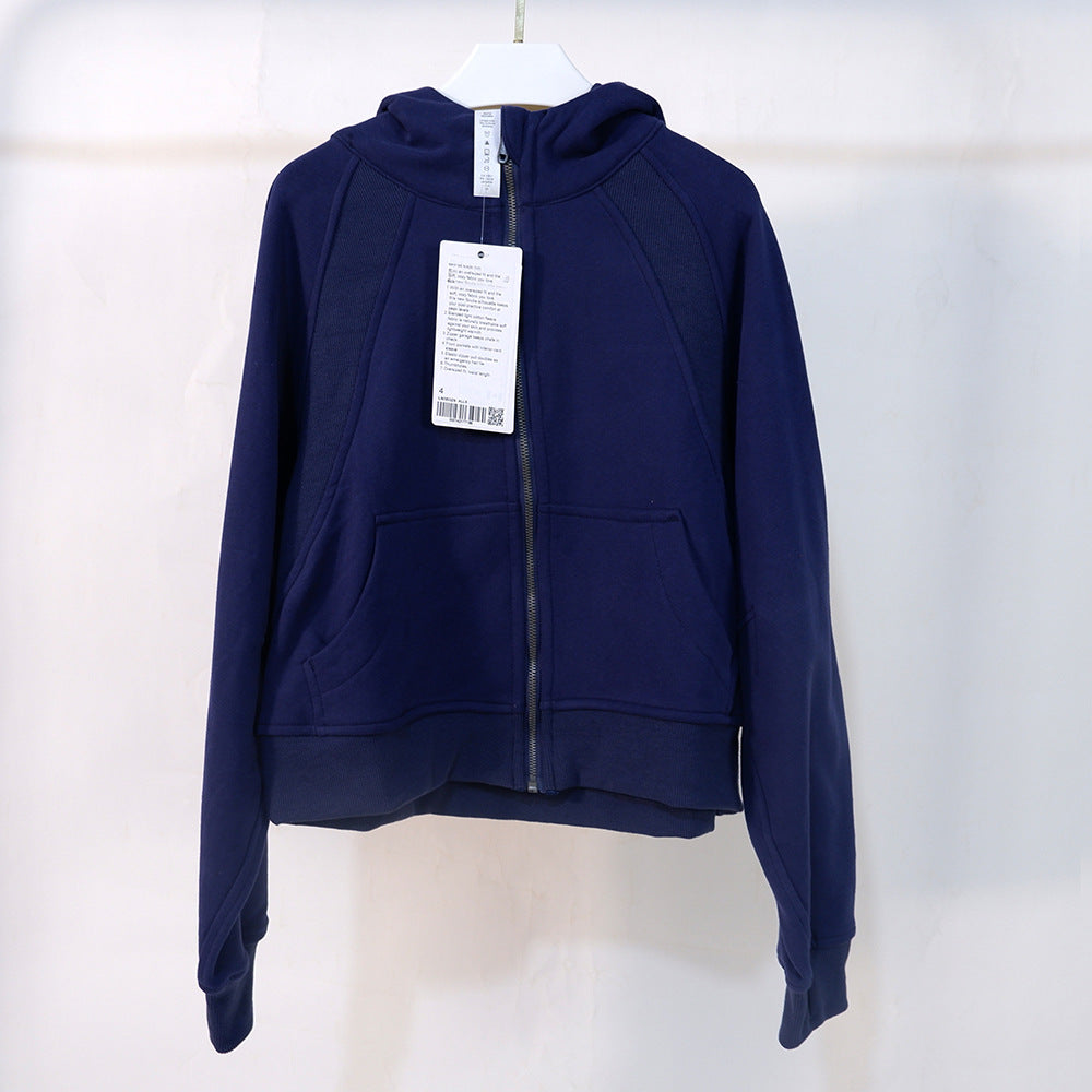 Women's Autumn and Winter New Sports Outdoor Quick-drying Yoga Clothes Slim Short Ladies Cardigan Hooded Sweater Loose Coat 