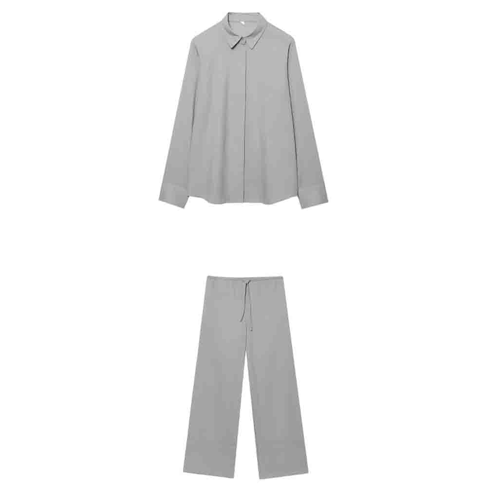 Women's new fashion loose linen blend long sleeved shirt+Pants Women's suit