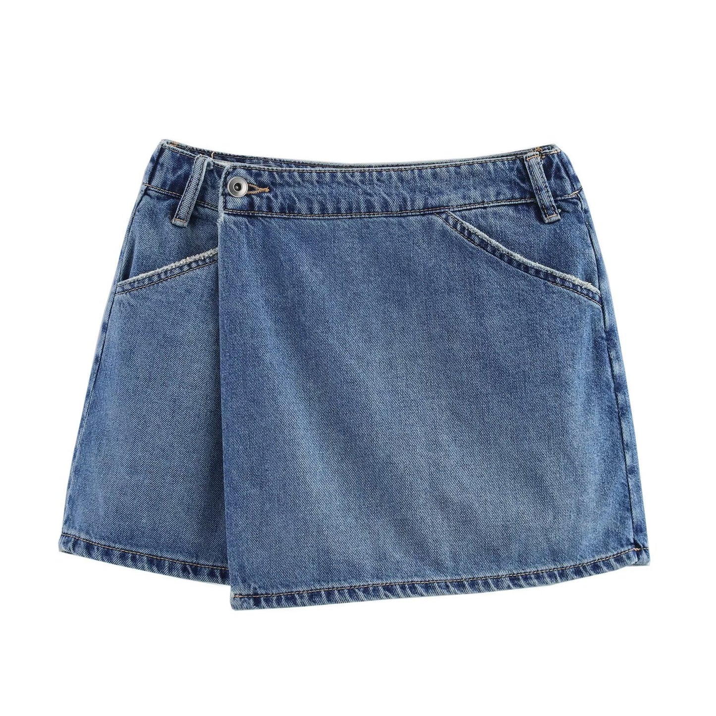 Women's new fashion slim casual side pocket high waist Denim Shorts Skirts