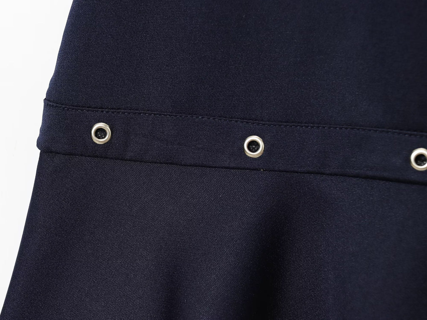 Women's new fashion rivet decoration asymmetric mini dress