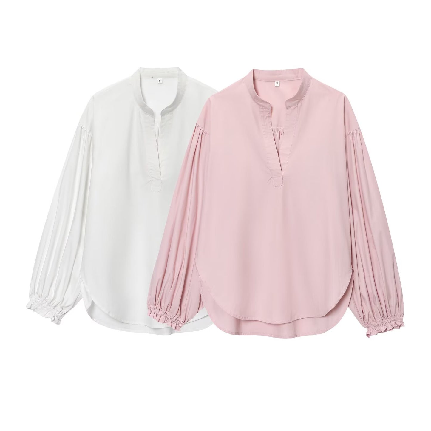 2025 Women's New Fashion Casual V-neck Bubble Sleeve Shirt Top