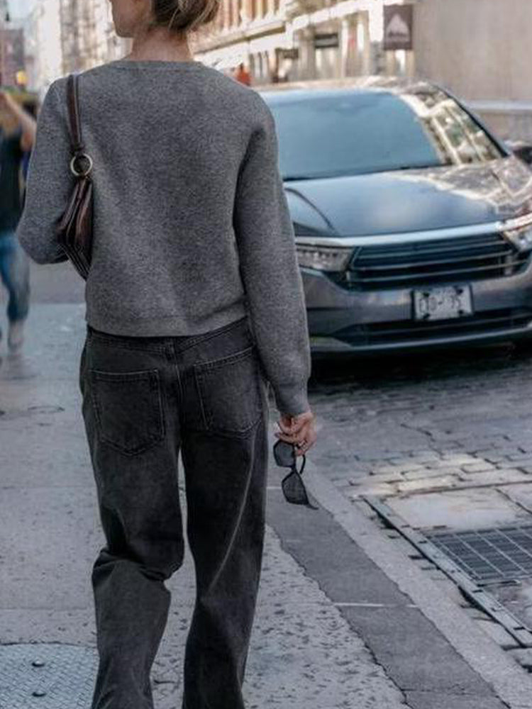 Women's new fashion bead decoration O Neck knitted Coat