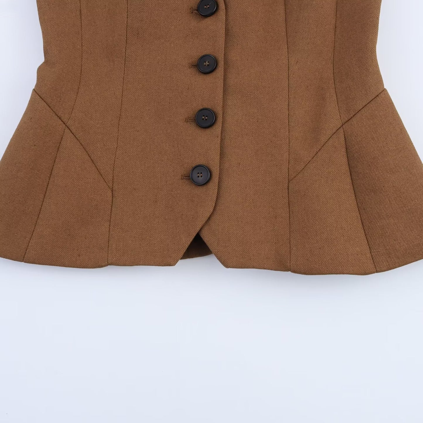 Ladies' new fashion slim single breasted V-neck backless linen blend vest