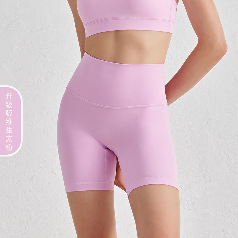 LU women's new nude new double-sided grinding pants yoga pants high waist hip peach shorts fitness pants