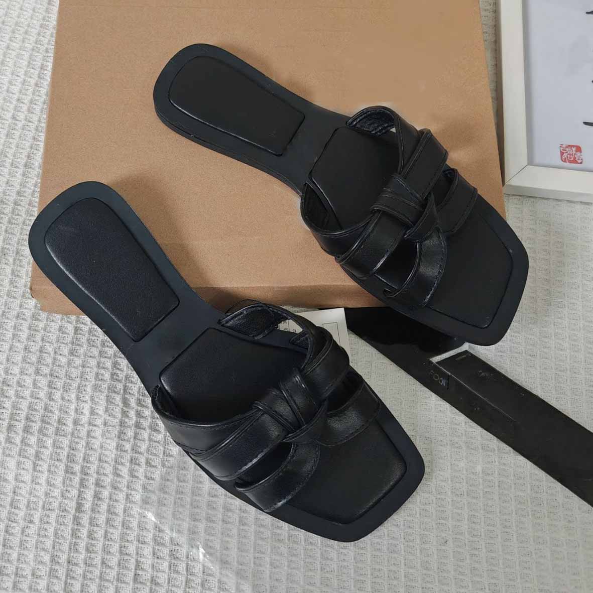 Women's New Fashion Casual Joker Woven Flat-bottomed Women's Slippers and Shoes