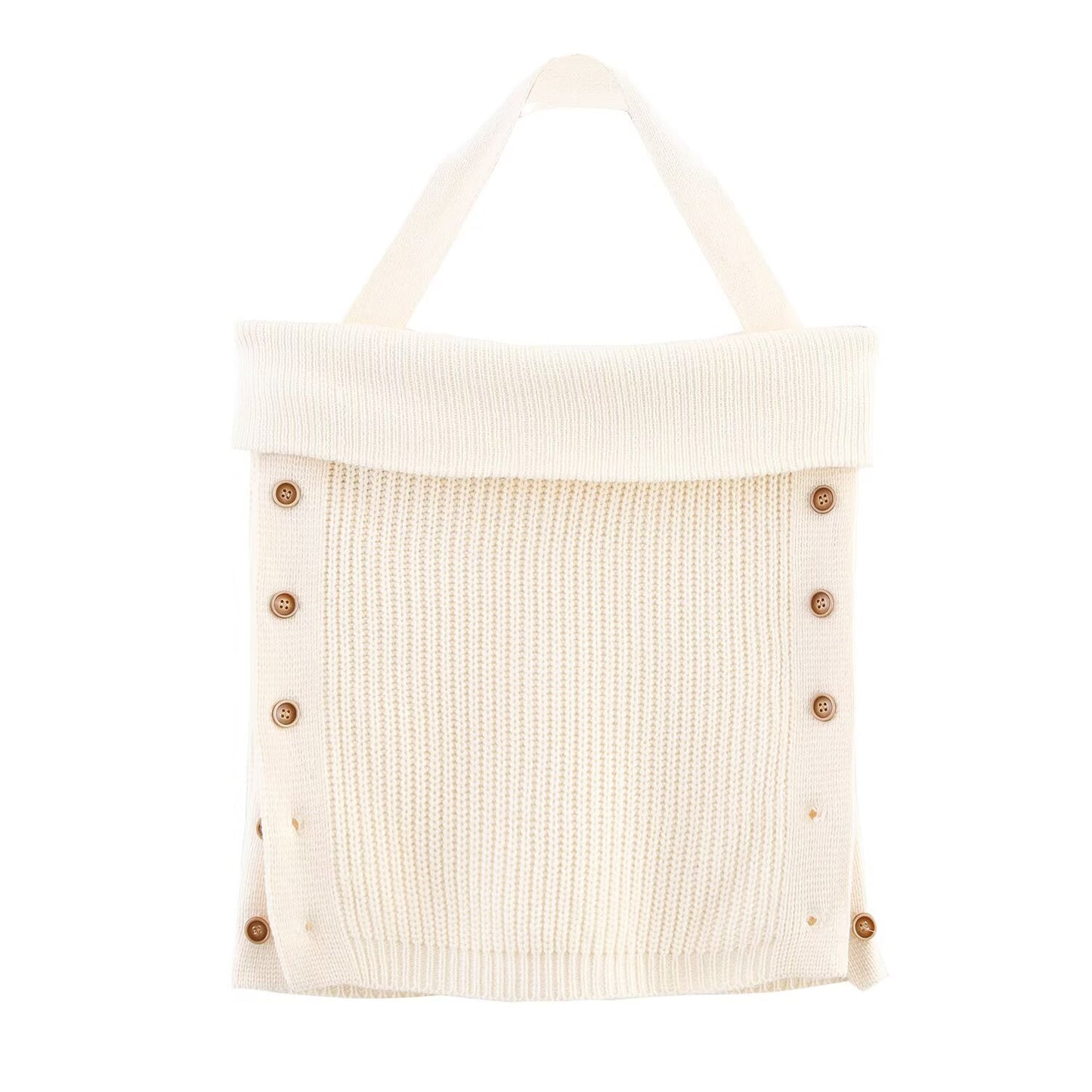 Women's new fashion button up decoration hanging neck collar strapless knit top