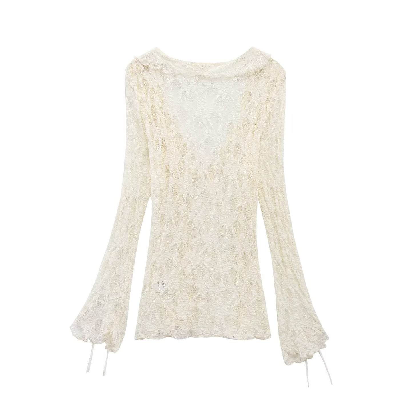 Women's new fashion layered decoration slim Lace up V-neck lace top