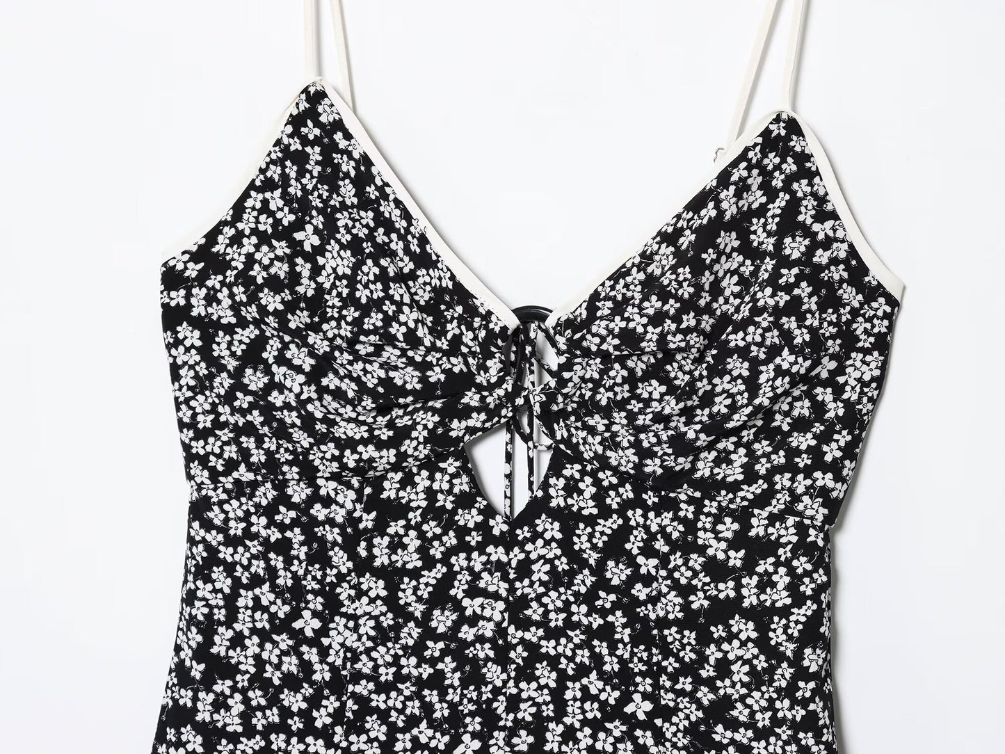 Women's New Fashion Flower Printed suspender Midi Dress