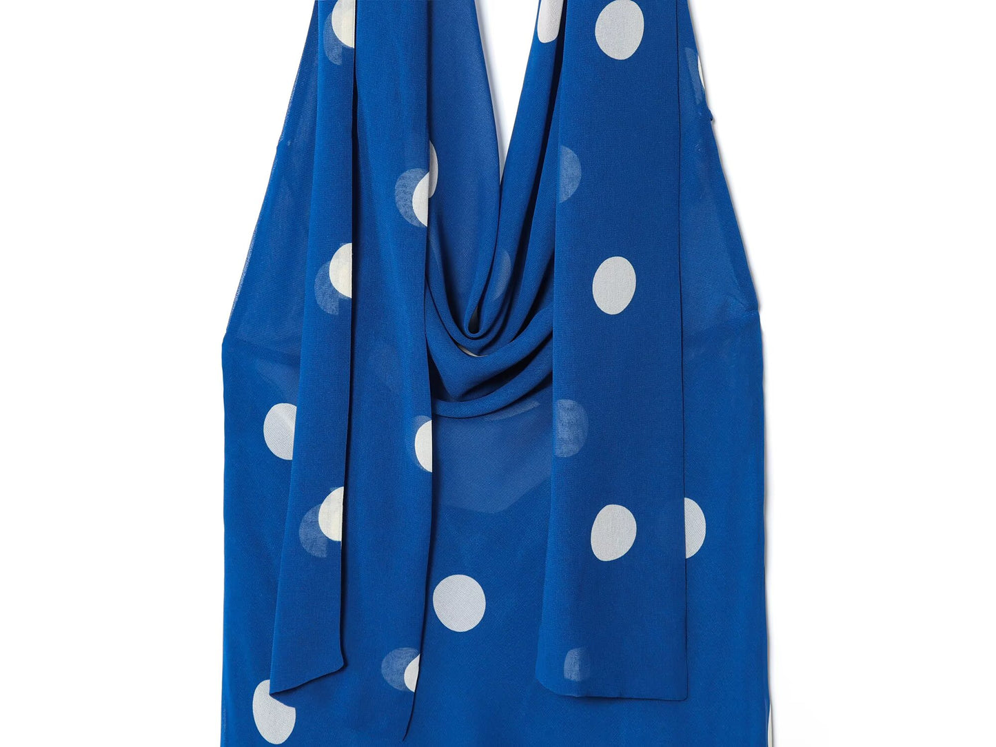 Women's new fashion with scarf polka dot print hanging neck MIDI dress