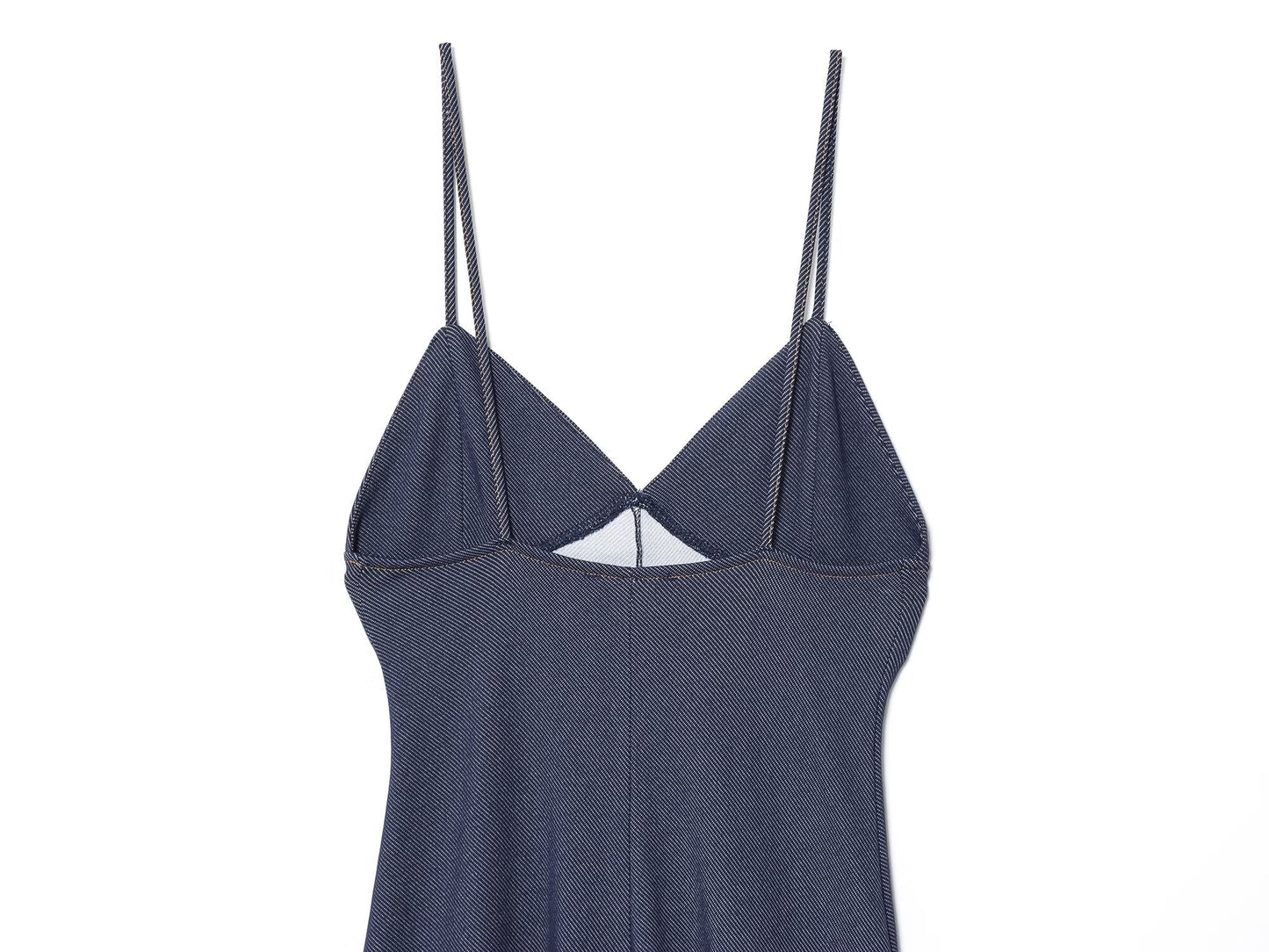 Women's New Fashion Sleeveless Threaded Twill suspender Midi Dress