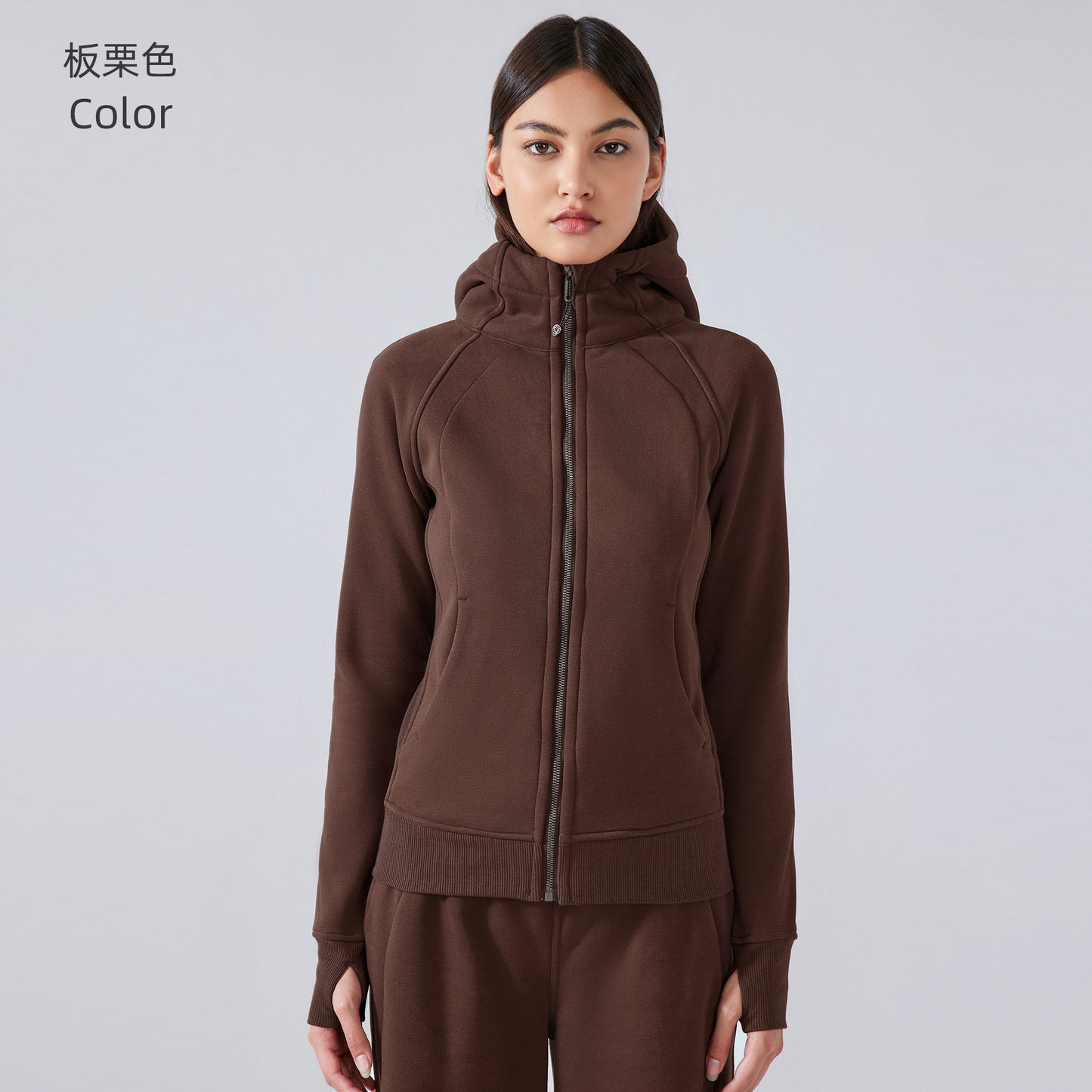Women's new padded warm hooded coat outdoor fitness sweater yoga jacket