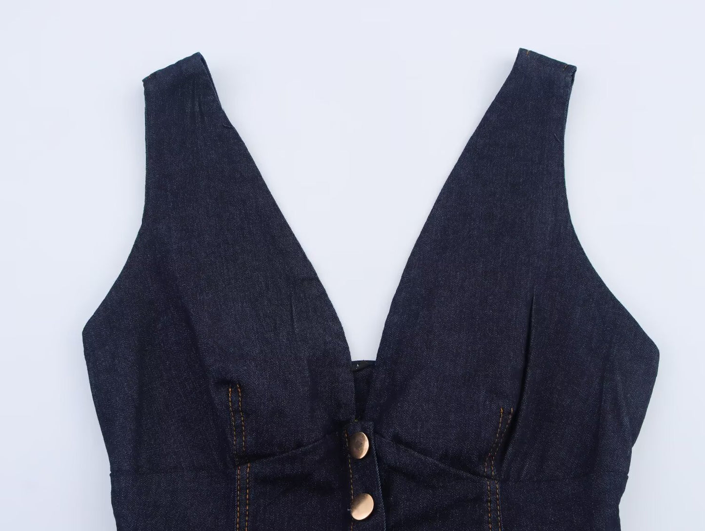 Women's new fashion short single breasted denim vest style top