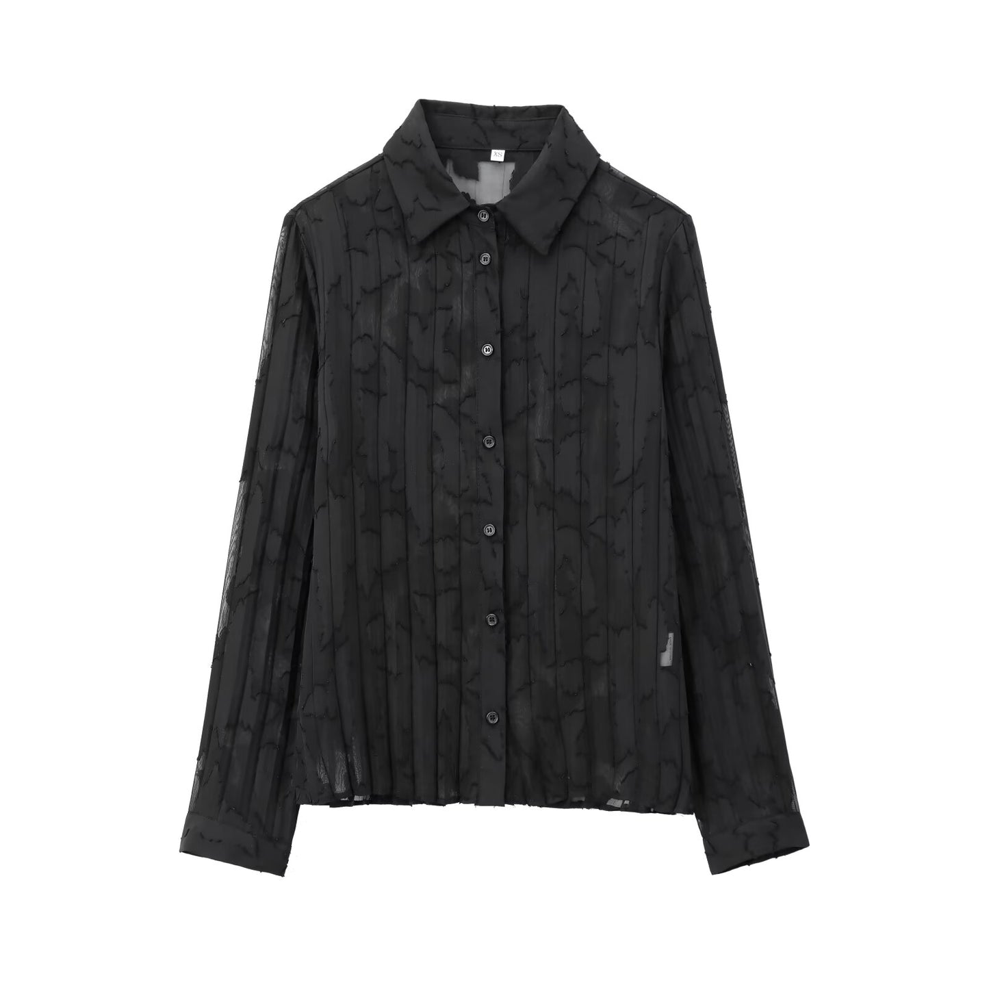 Women's new fashion printed semi transparent pleated shirt+Skirts suit