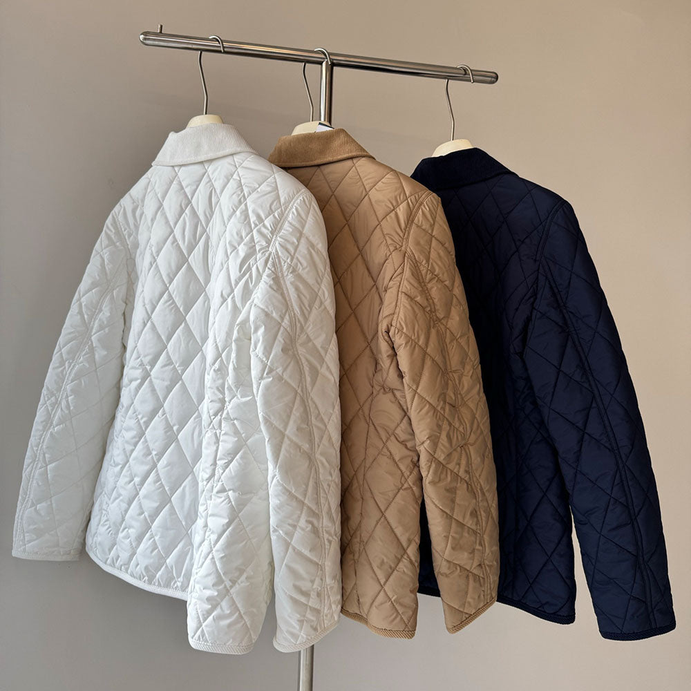 Women's new fashion Joker rhombic design autumn and winter coat