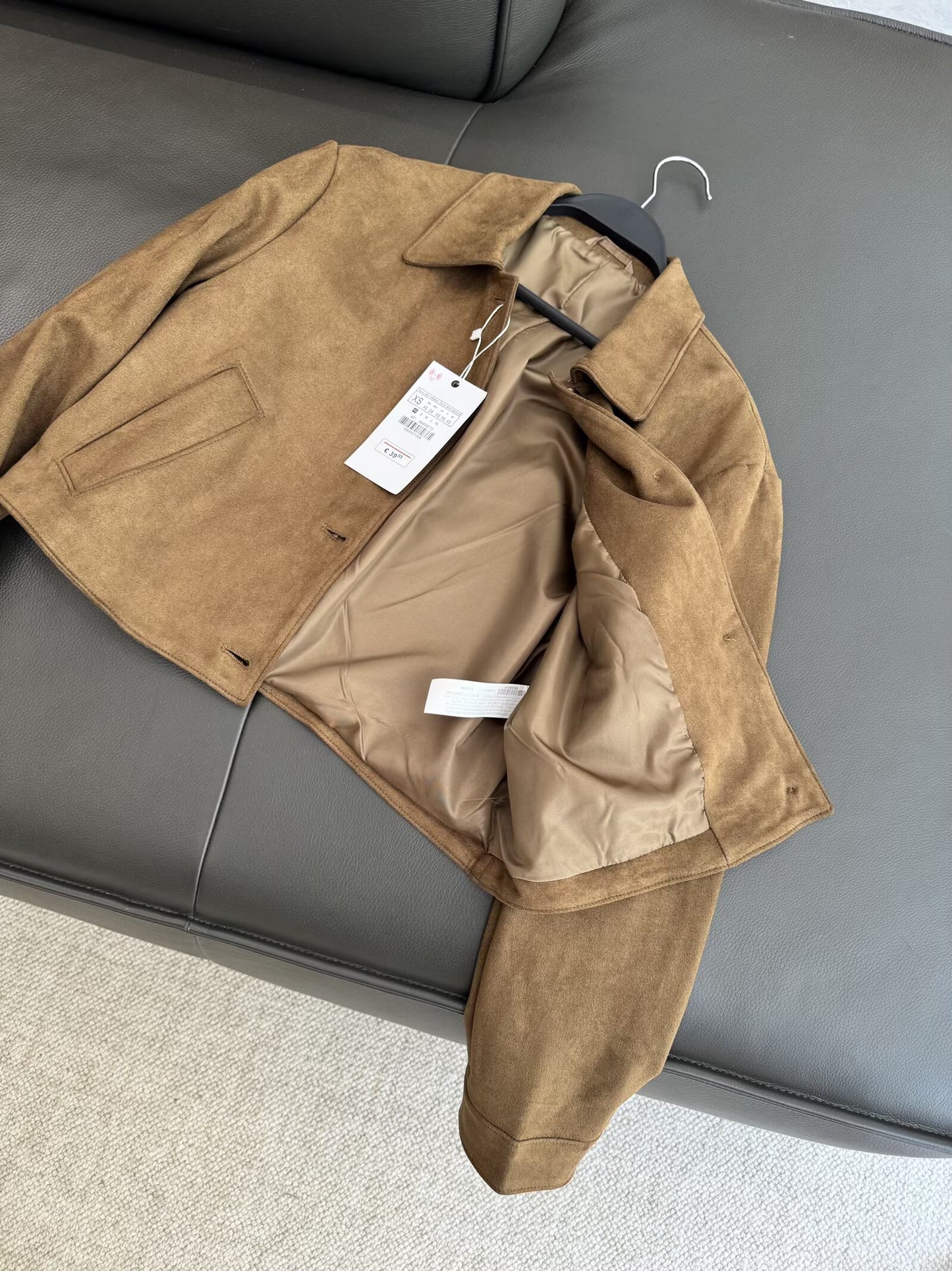 Women's 2025 new fashion short suede textured jacket Coat