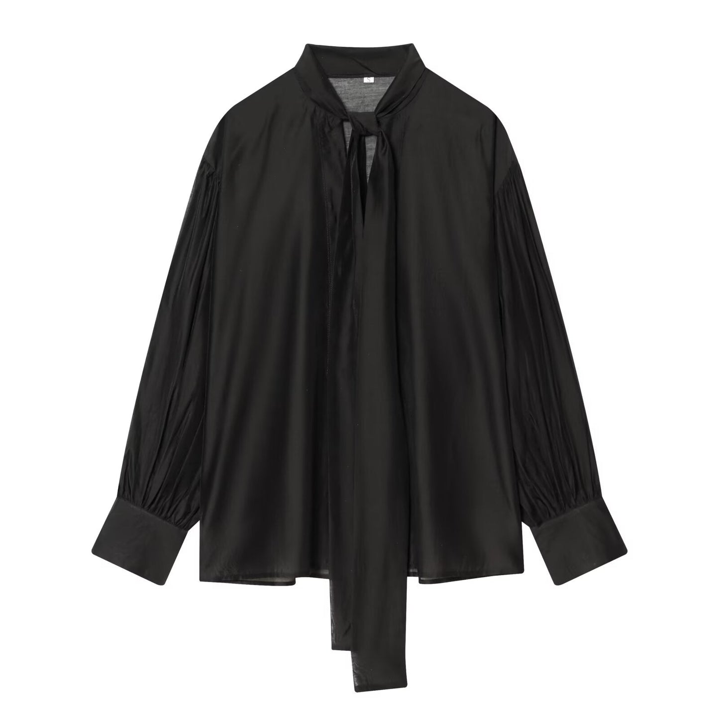 Women's scarf decoration casual satin textured shirt