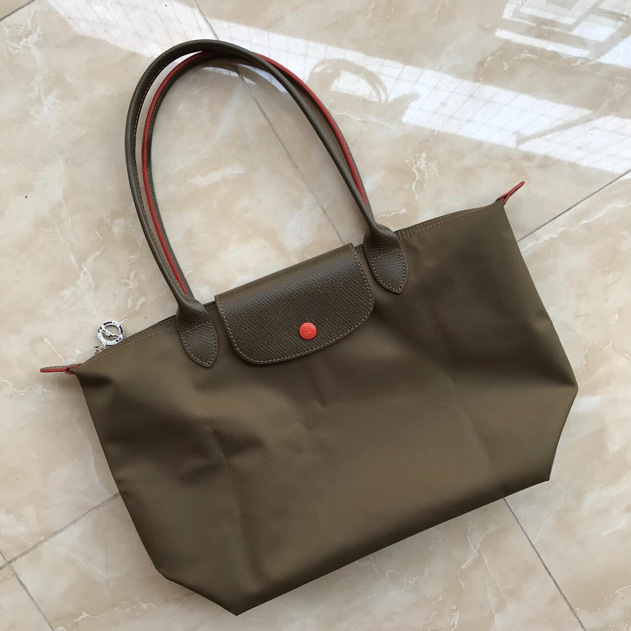 Women's New Joker Nylon Jiaozi Handbag Embroidered Large Tote Waterproof Folding Shoulder Bag.