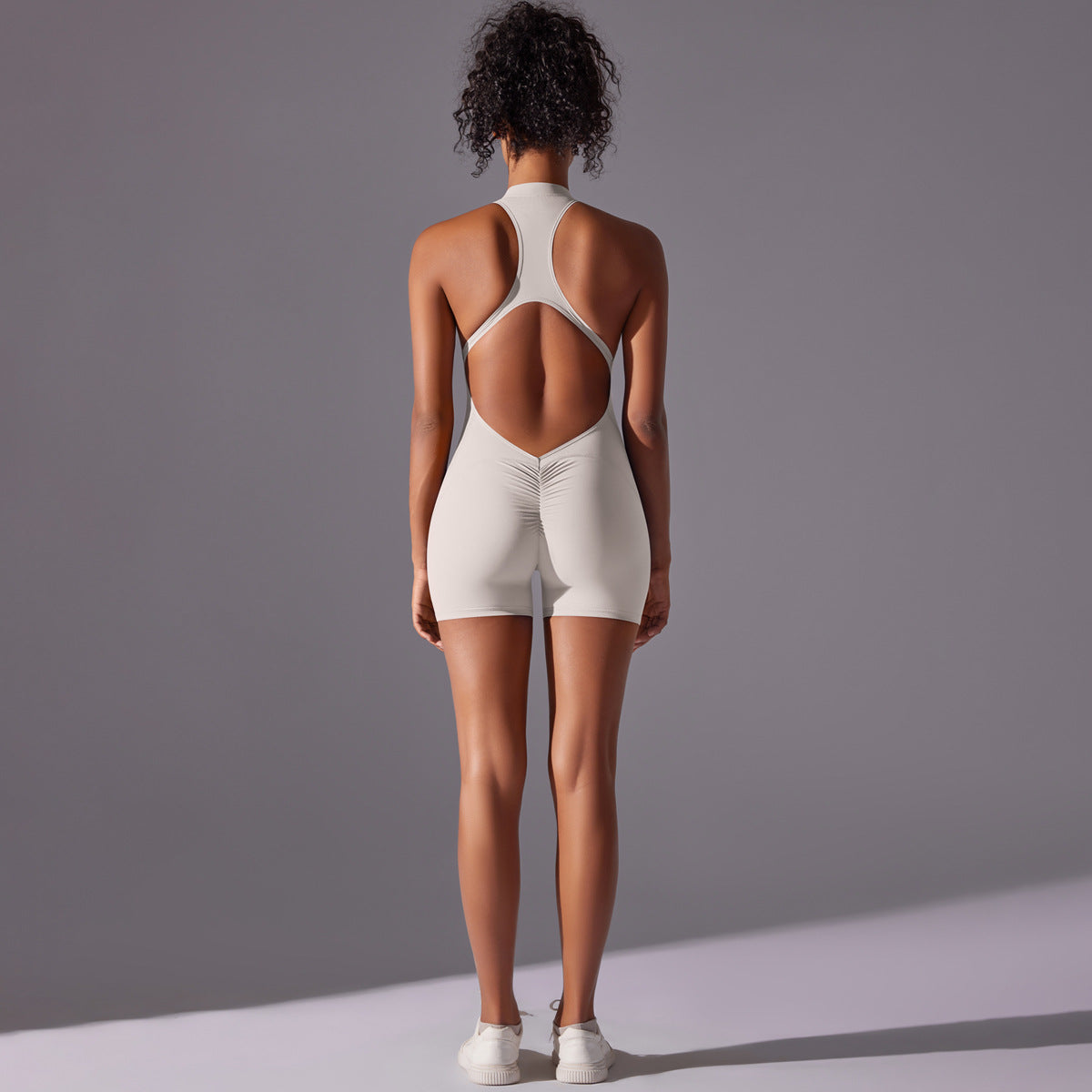 2026 women's new beautiful back fold hip yoga clothes tight jumpsuit
