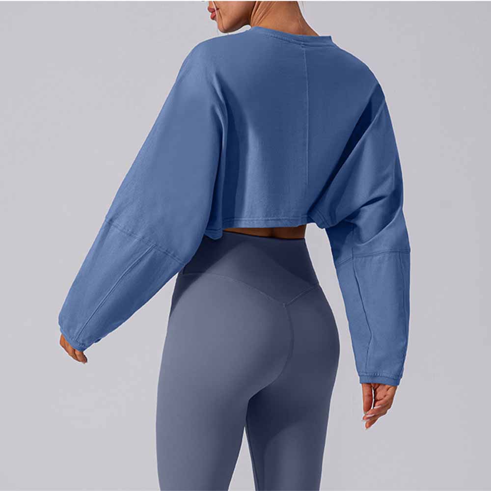 Women's New Fashion Joker T-shirt Sports Short Bottoming Shirt Yoga Running Loose Long-sleeved Shirt