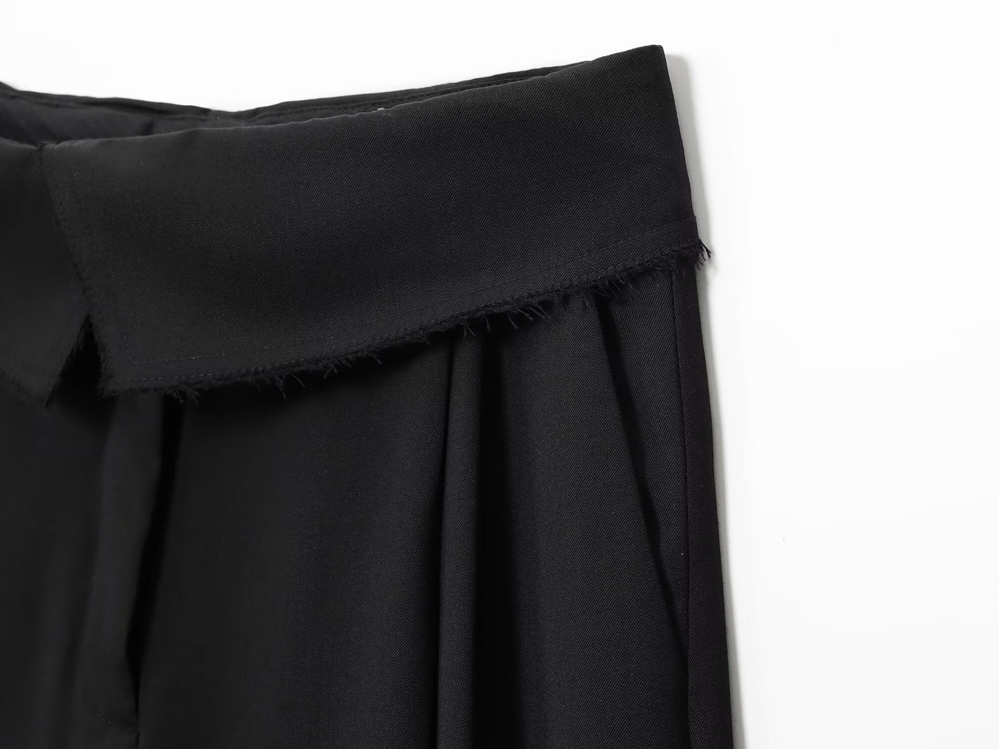 Women's new fashion rolled edge waist design casual pleated pants