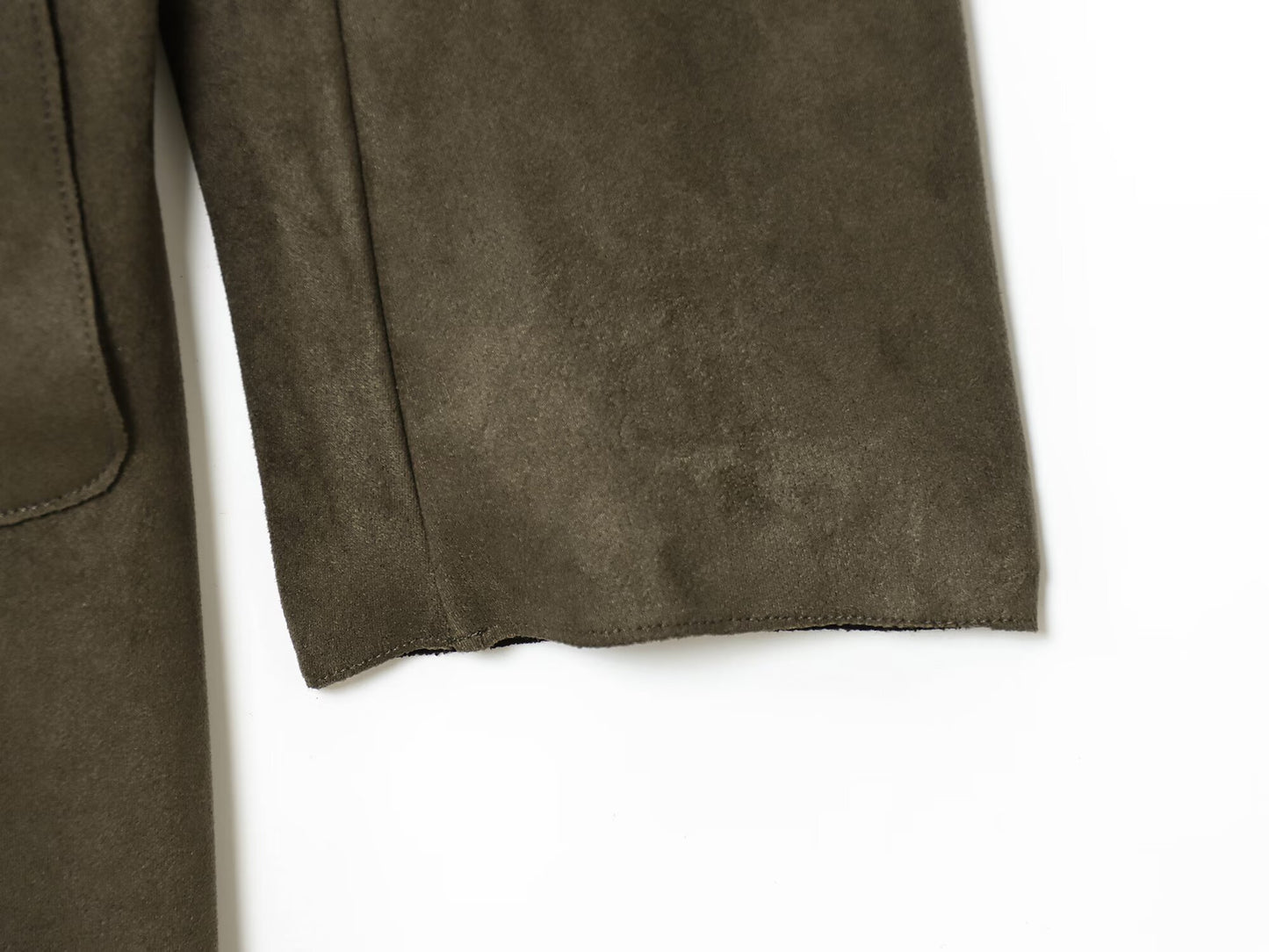 Women's new fashion with Belt long style suede effect windbreaker Coat