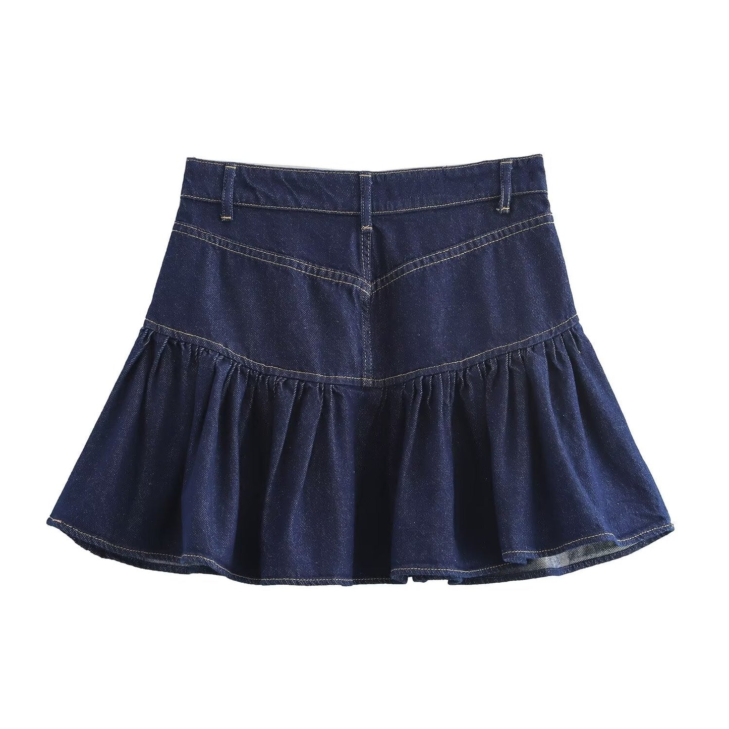 Women's 2025 new fashion side pocket casual wide swing denim mini skirt