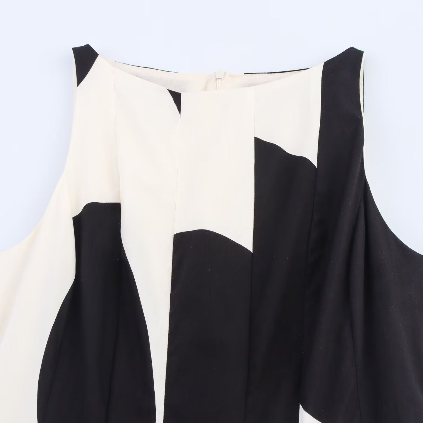 Women's' New Fashion balloon version sleeveless wide pleated print MIDI dress