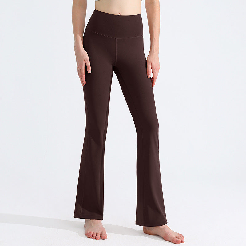 LU Women's New Sports Yoga Pants, Tights, Body Shaping, High Elasticity, Nudity, Moisture Absorption and Quick-drying High Waist Bell Bottoms.