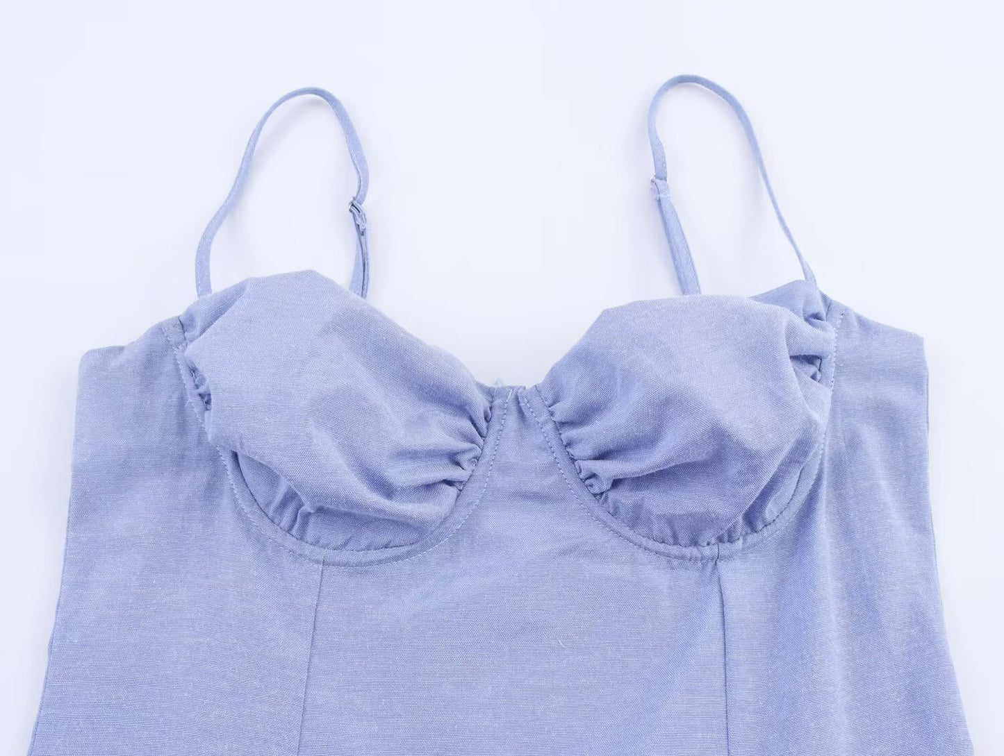 Women's new fashion linen blend tight corset style suspender MIDI dress