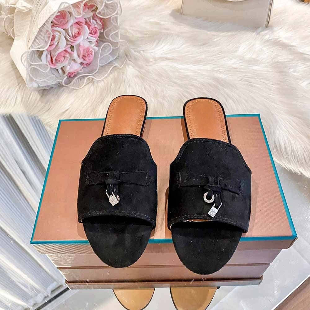 Women's New Temperament Joker Velvet Tassel Pendant Decorated with Thin Slippers and Sandals.