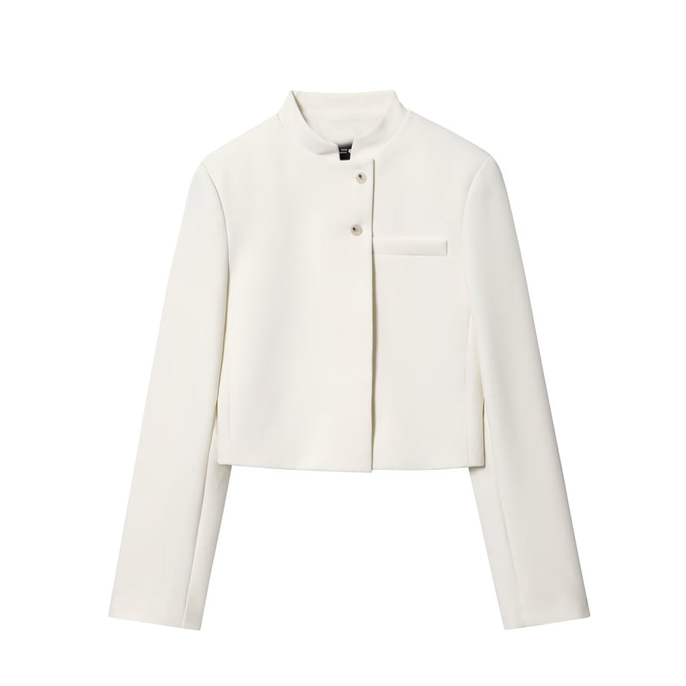 Women's new fashion short single breasted stand collar suit jacket
