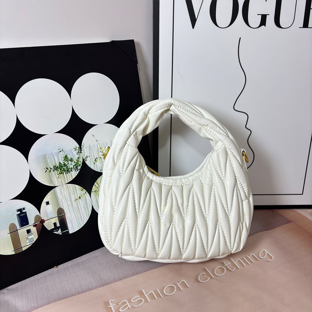 Women's New Fashion Joker Pleated Design Handbag Shoulder Crossbody Bag