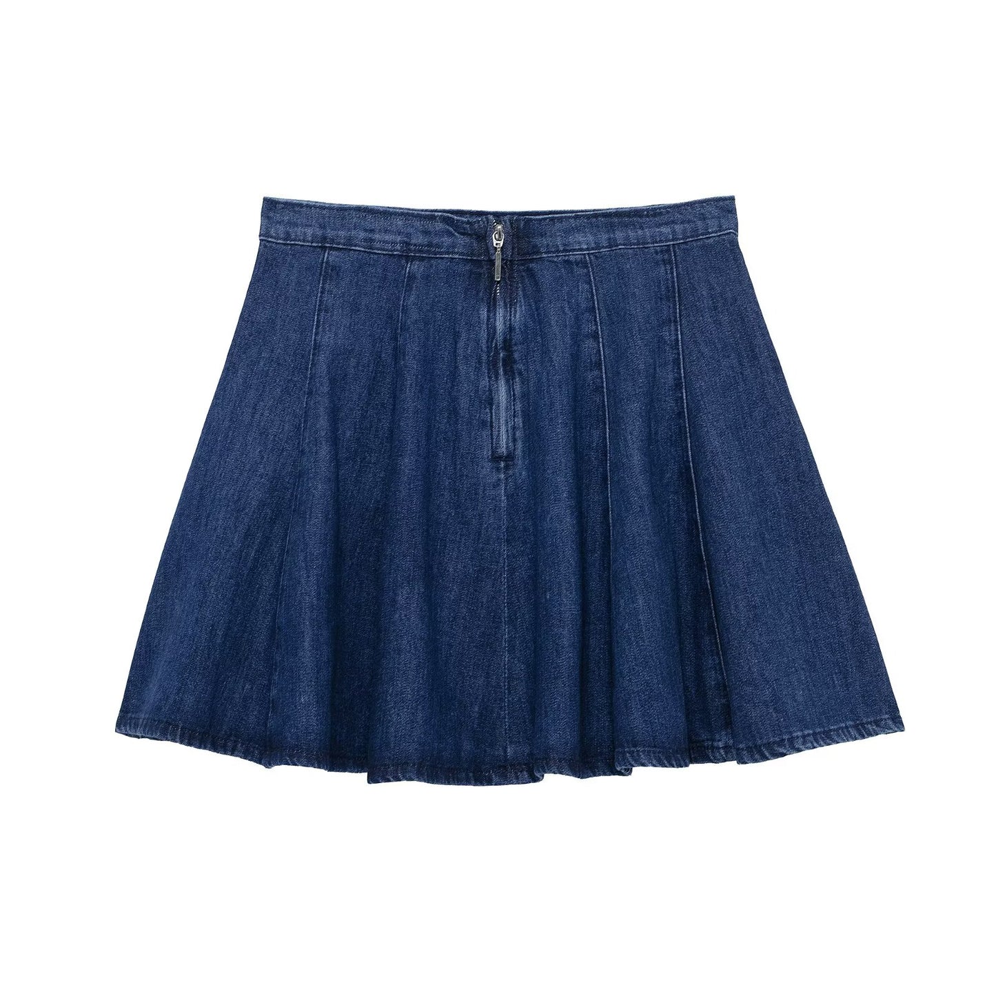 Women's 2025 new fashion casual high waist wide pleated denim mini skirt