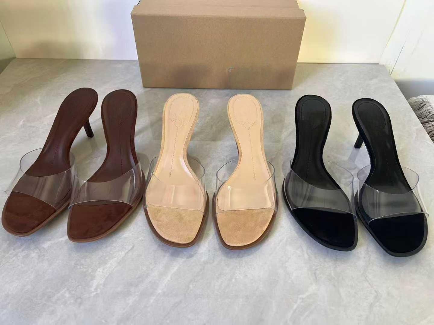 Women's 2026 New Transparent Plastic Stiletto Heel Square Toe Slimming Versatile High-Heeled Sandals