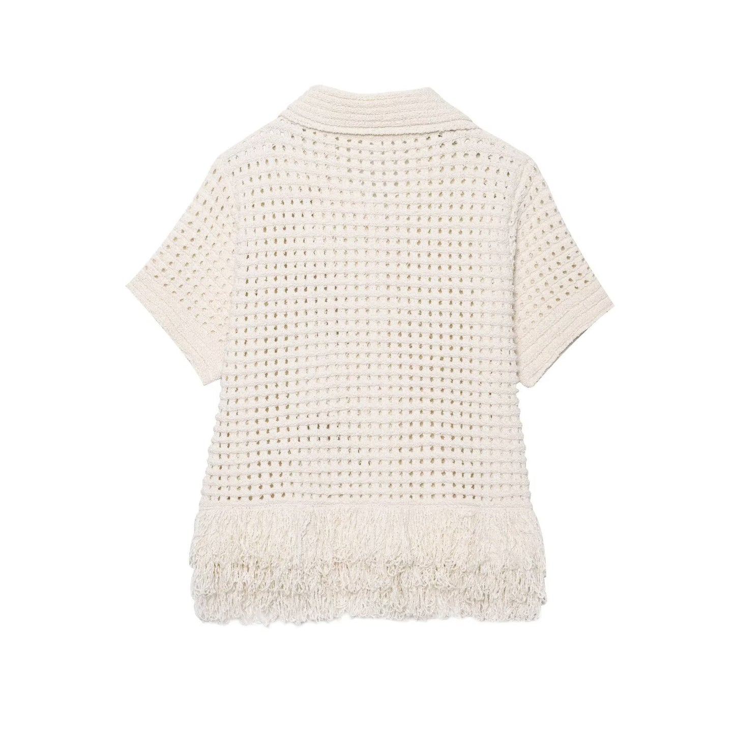 Women's new fashion tassel decoration short sleeved plaid knit coat+Skirts Women's suit