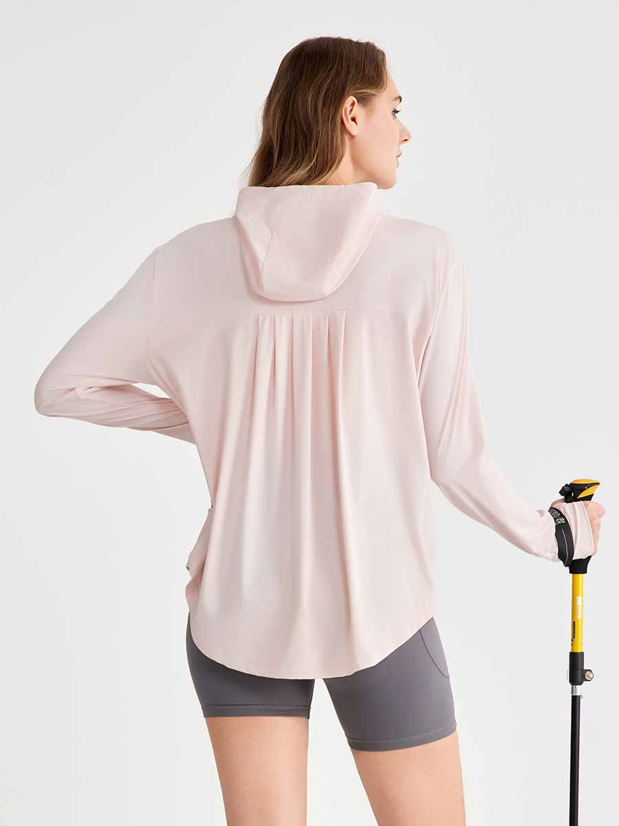 Women's New Fashion Joker Outdoor Sports Loose Cool Breathable Hooded Sunscreen Coat Hip Sunscreen Clothing.