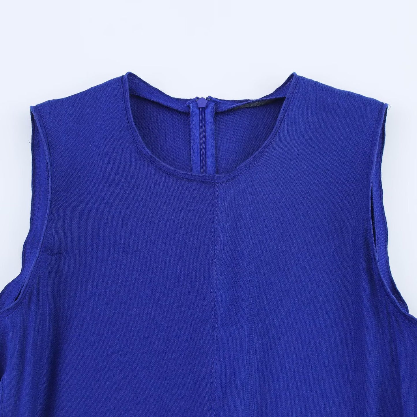 Women's new chic fashion linen blend draped MIDI dress retro sleeveless women's dress