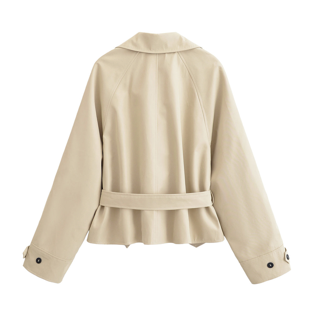 Women's New Fashion With Belt Short Single breasted Windbreaker Coat