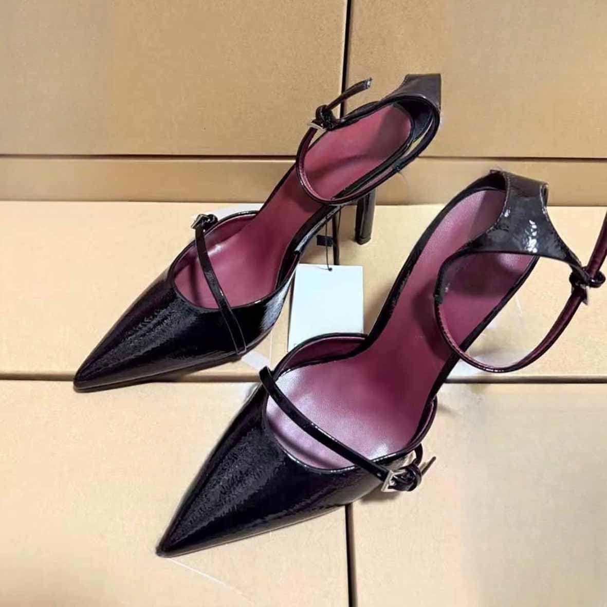 Women's Fashion Joker Patent Leather Pointed Word with High Heels