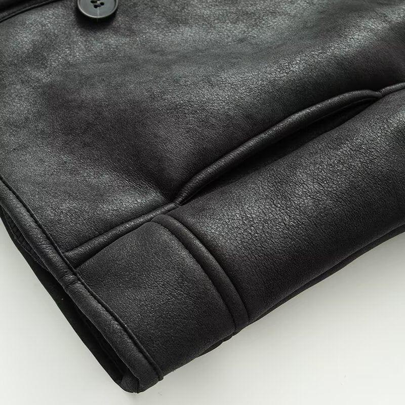 Women's new faux leather double-sided jacket Coat