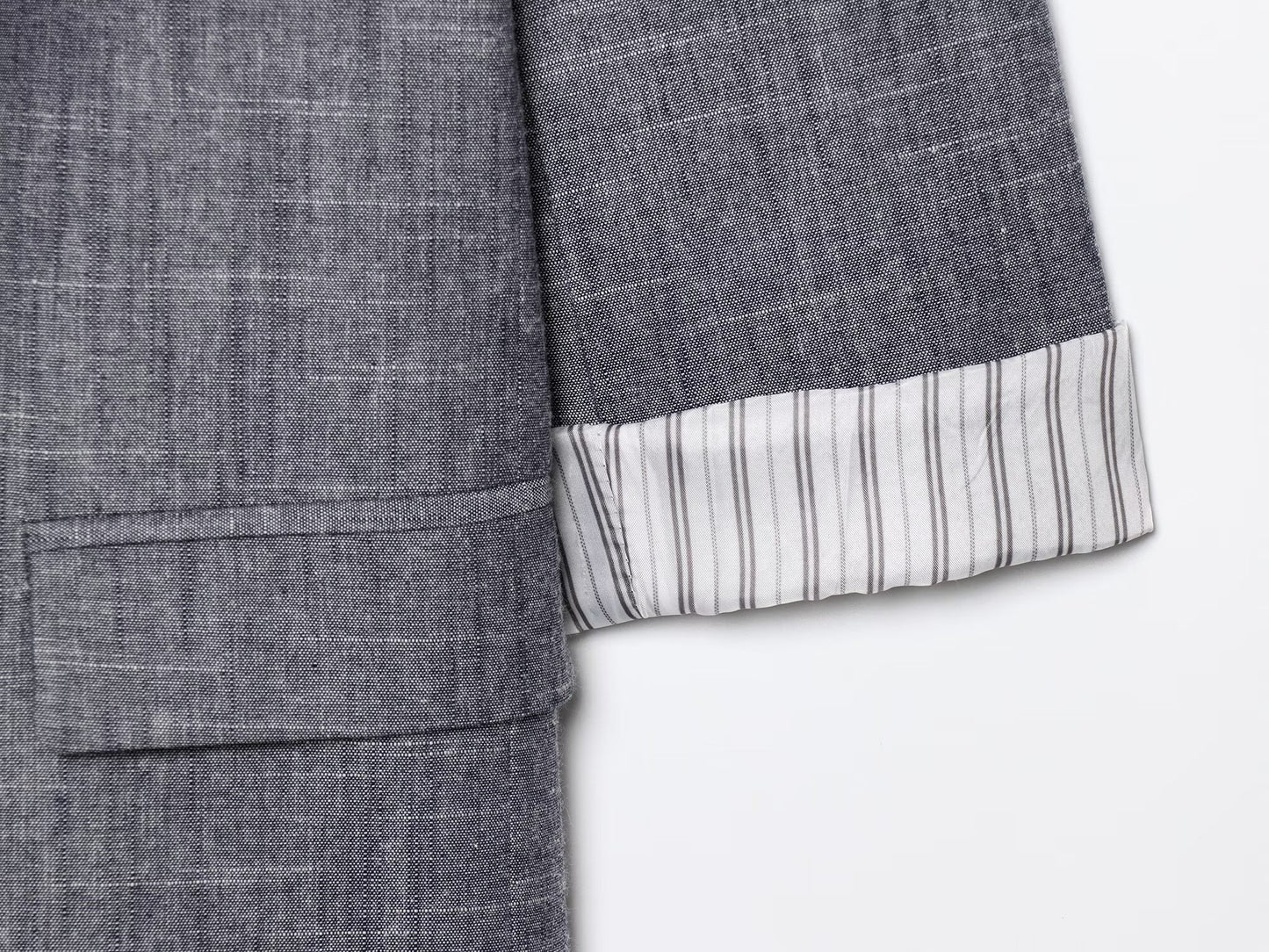 Women's new fashion rolled up sleeve design loose linen blend long sleeved suit coat