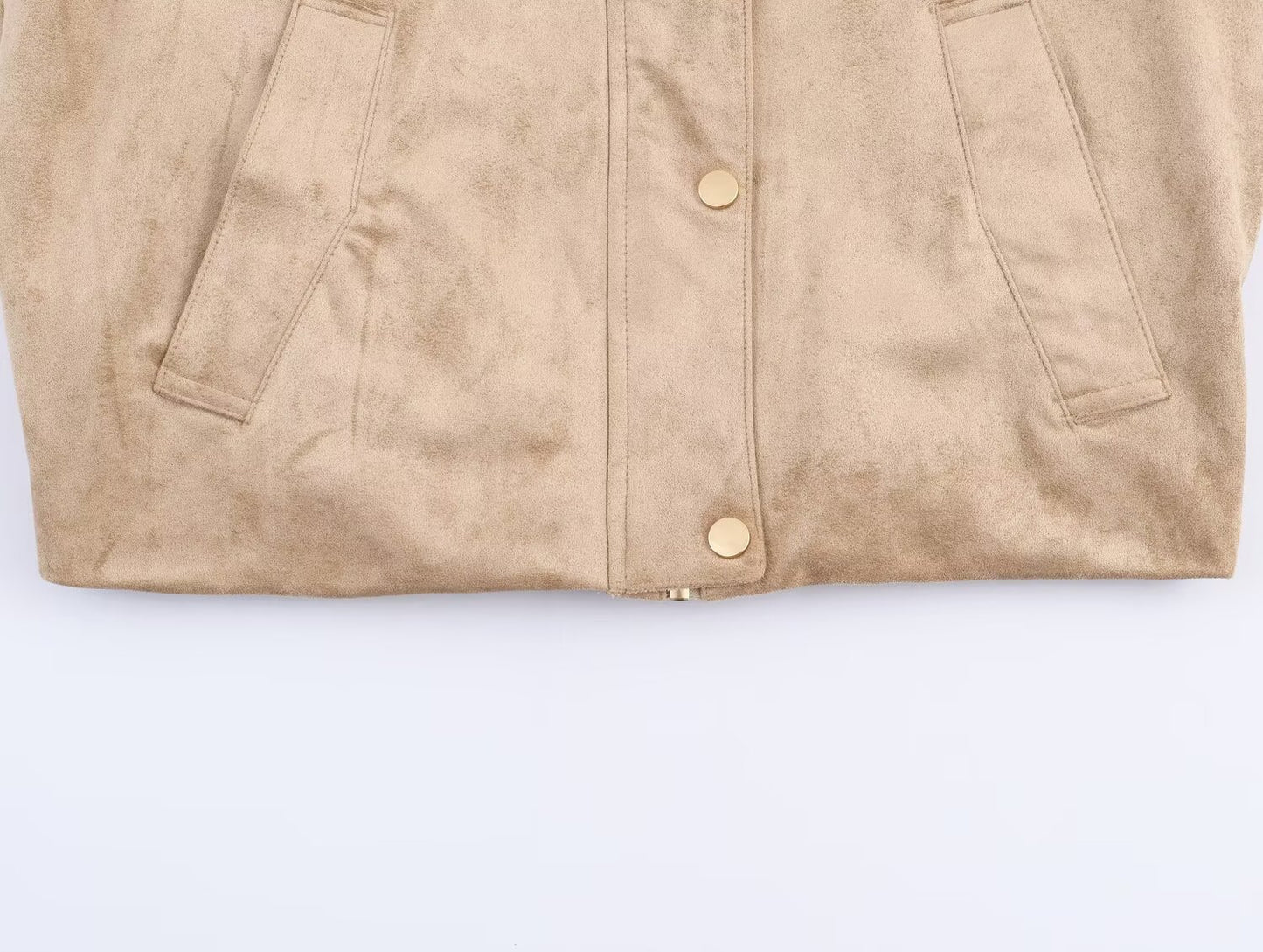 Women's new fashion anti suede effect stand collar jacket Coat