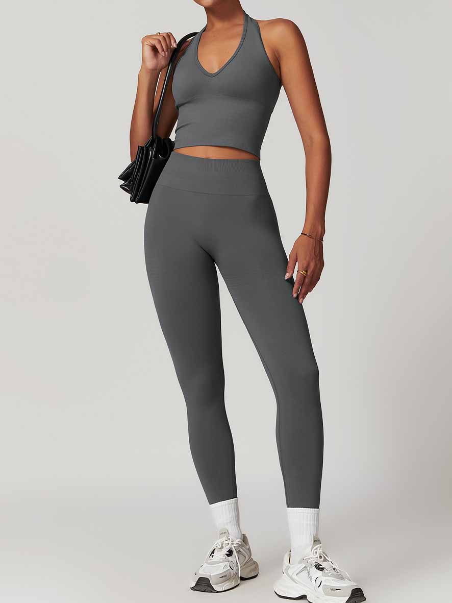 Women's New Fashion Breathable Neck Back Yoga Bra Tight High Waist Hip Yoga Pants