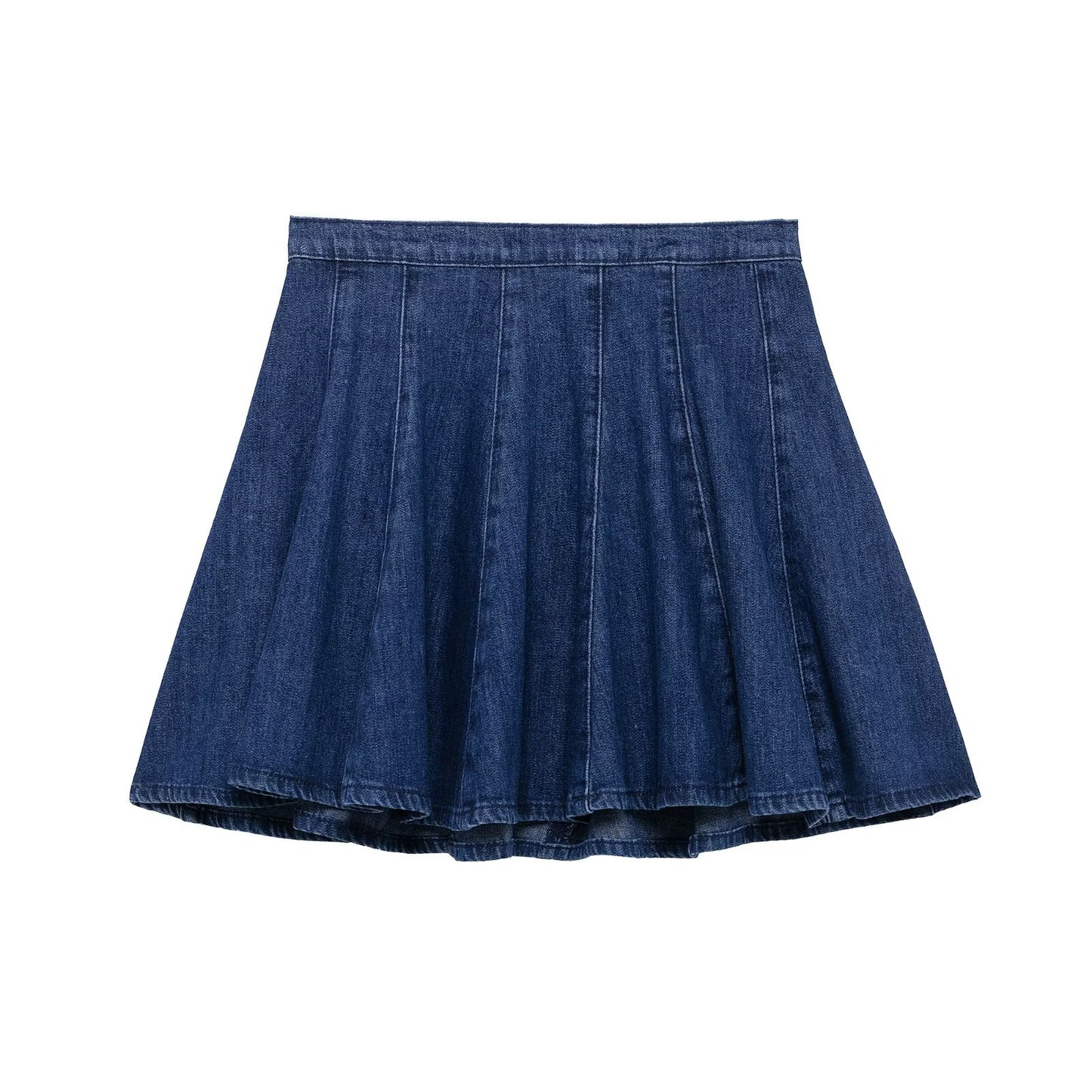 Women's 2025 new fashion casual high waist wide pleated denim mini skirt